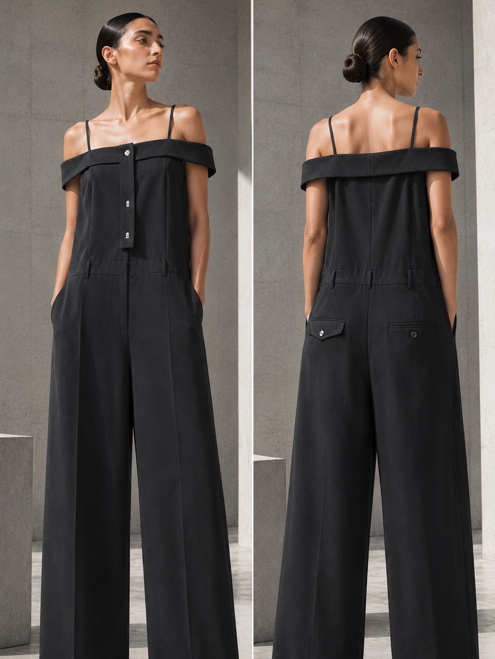 IRENE Architectural WideLeg Jumpsuit Wool Mohair Minimalist Industrial Size 38/6
